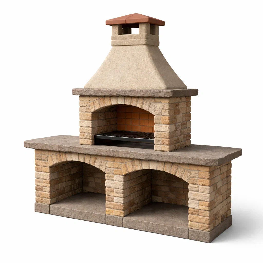 Barbecue en pierre et béton avec grille en acier inoxydable-COZYVI STAZZ