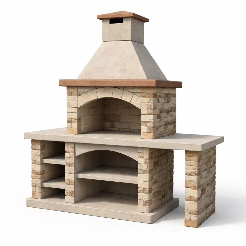 Barbecue en pierre et béton beige-COZYVI STAZZ