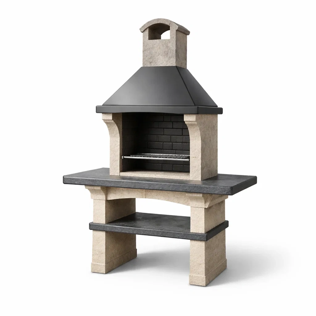 Barbecue en béton et acier beige et noir-COZYVI STAZZ