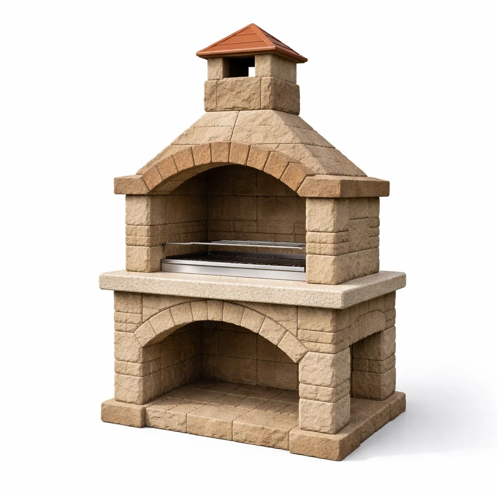 Barbecue en pierre reconstituée beige-COZYVI STAZZ