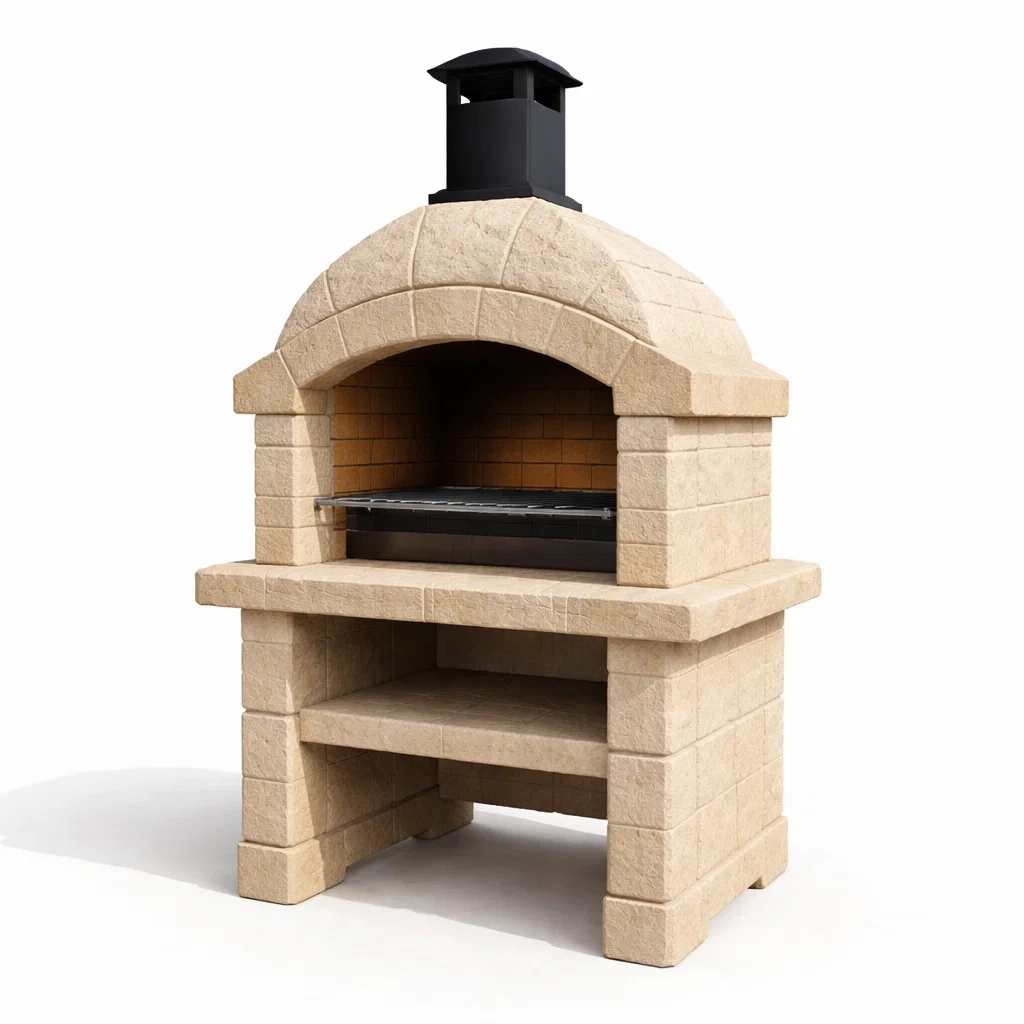 Barbecue en pierre réfractaire avec cheminée dôme-COZYVI STAZZ