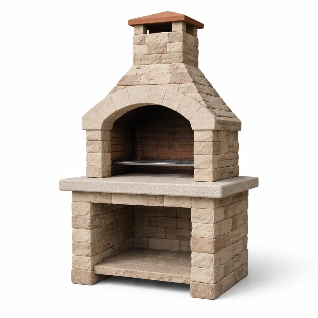 Barbecue en pierre reconstituée avec cheminée-COZYVI STAZZ