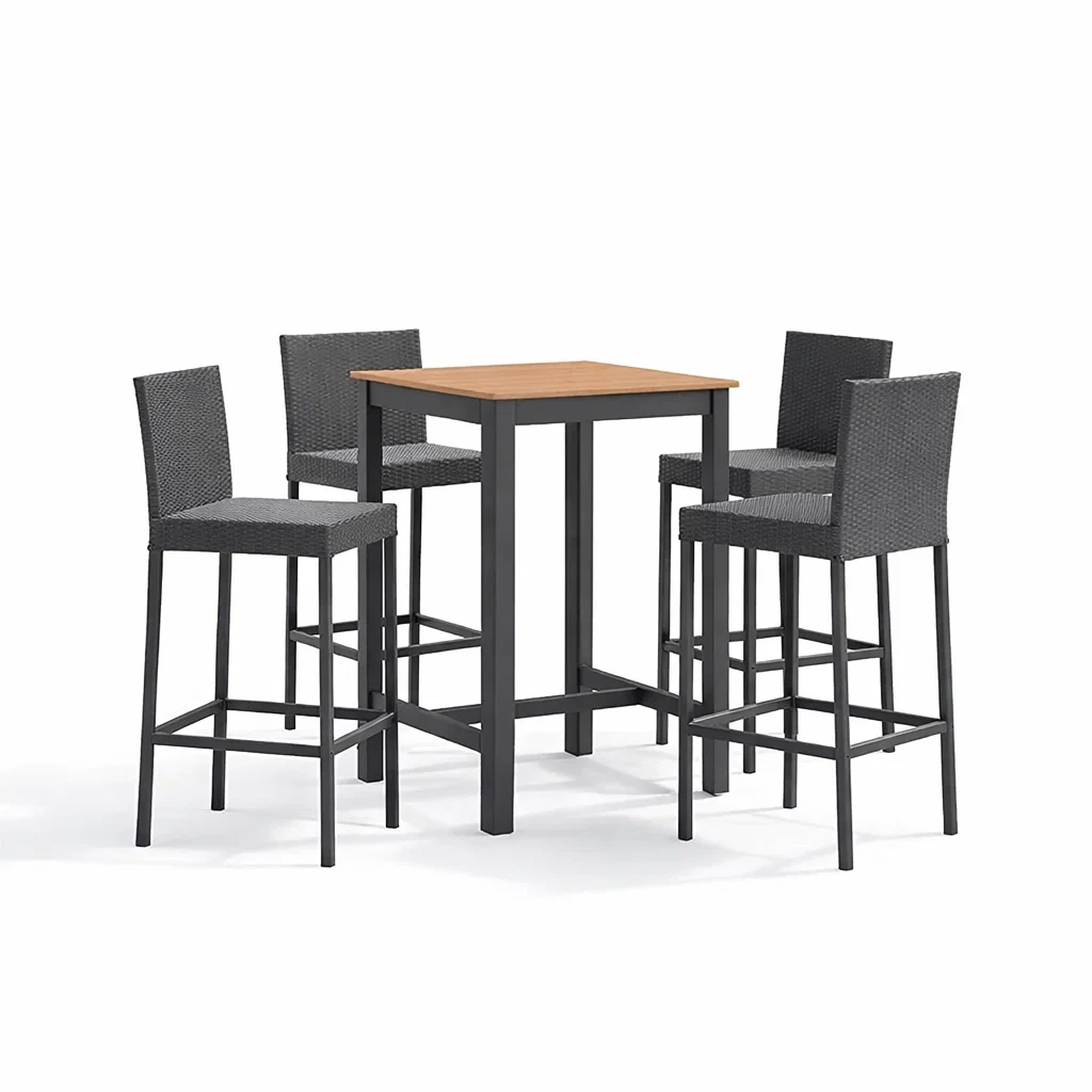 Ensemble de bar extérieur avec table haute et chaises en métal et bois-COZYVI STAZZ