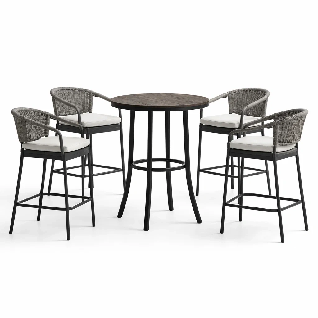 Ensemble de bar table et tabourets en métal et bois-COZYVI STAZZ