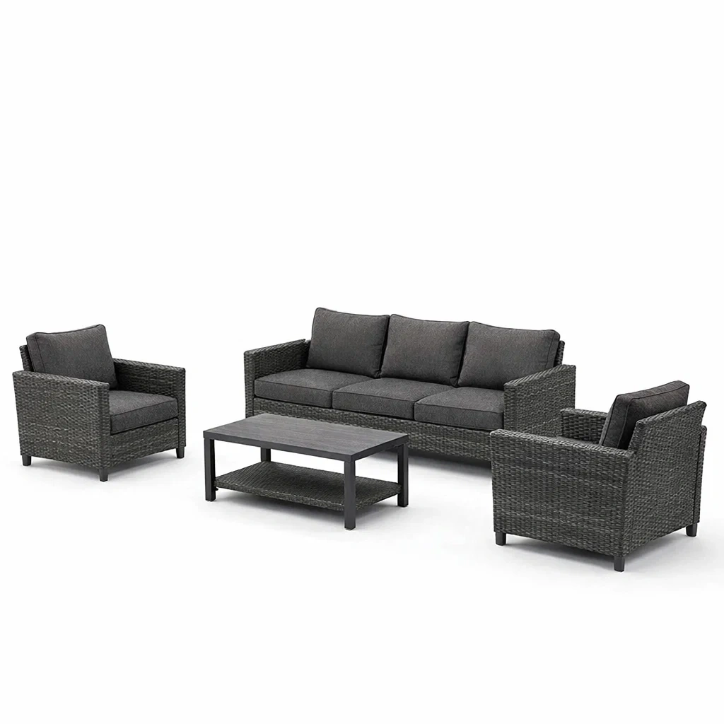 Ensemble de canapés en résine tressée anthracite-COZYVI STAZZ