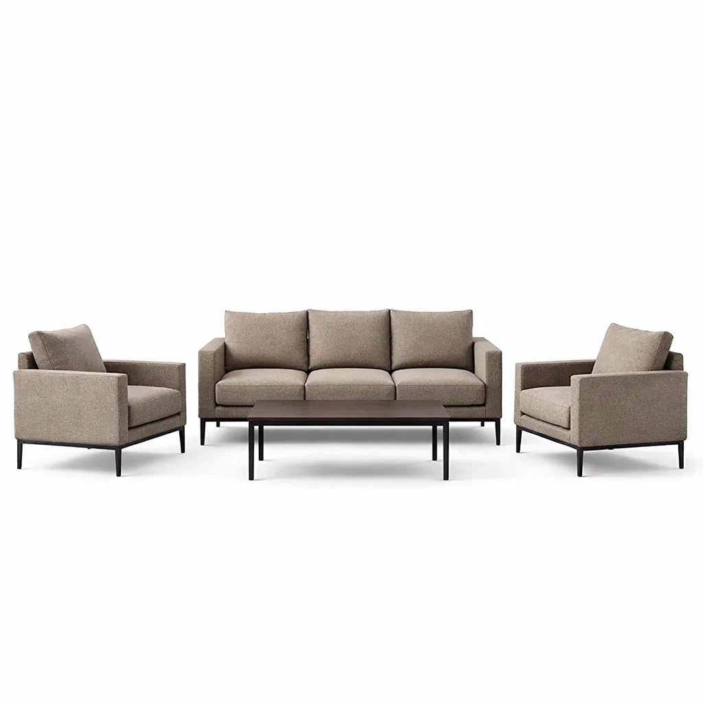 Ensemble de canapés trois pièces en tissu polyester marron-COZYVI STAZZ