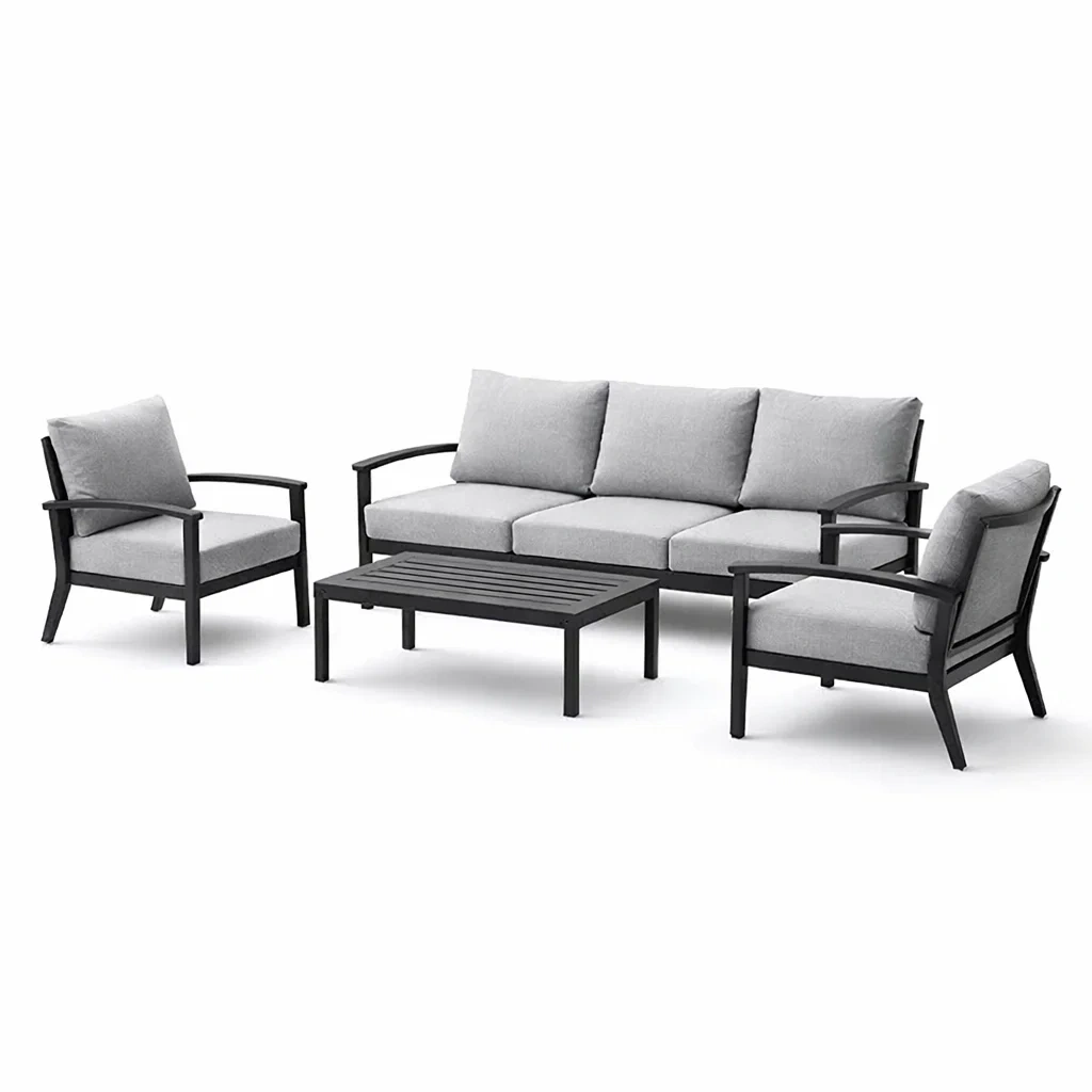 Ensemble de canapés en aluminium avec coussins en polyester-COZYVI STAZZ