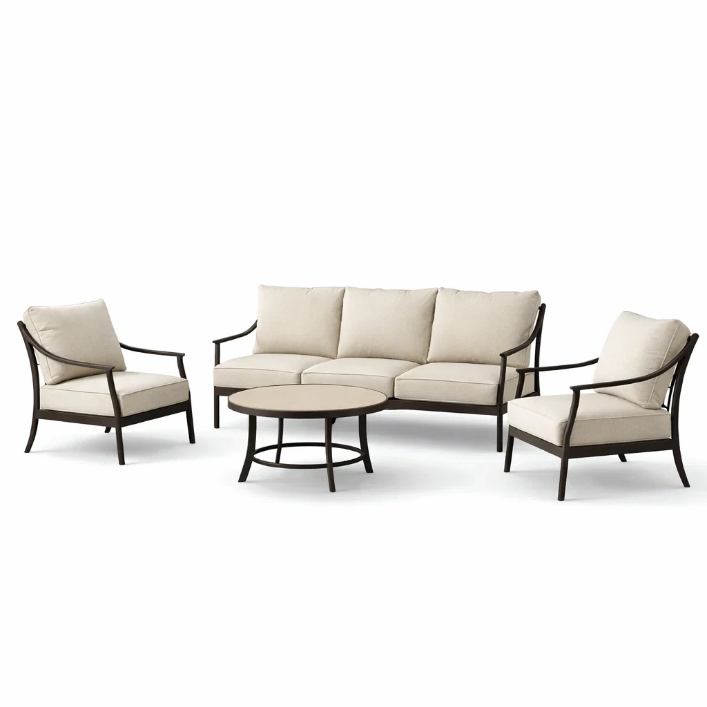 Ensemble de canapés d’extérieur en métal et tissu beige-COZYVI STAZZ