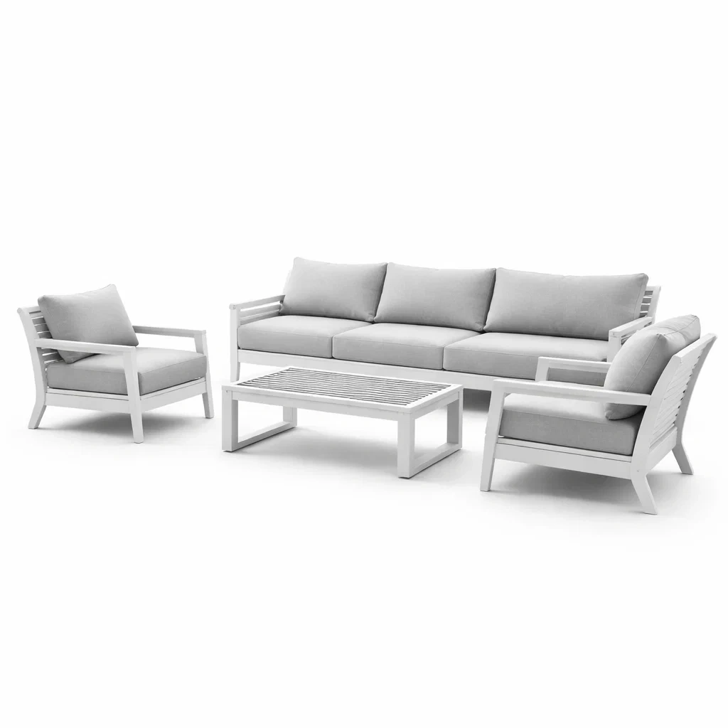 Ensemble de canapés en aluminium avec coussins gris-COZYVI STAZZ