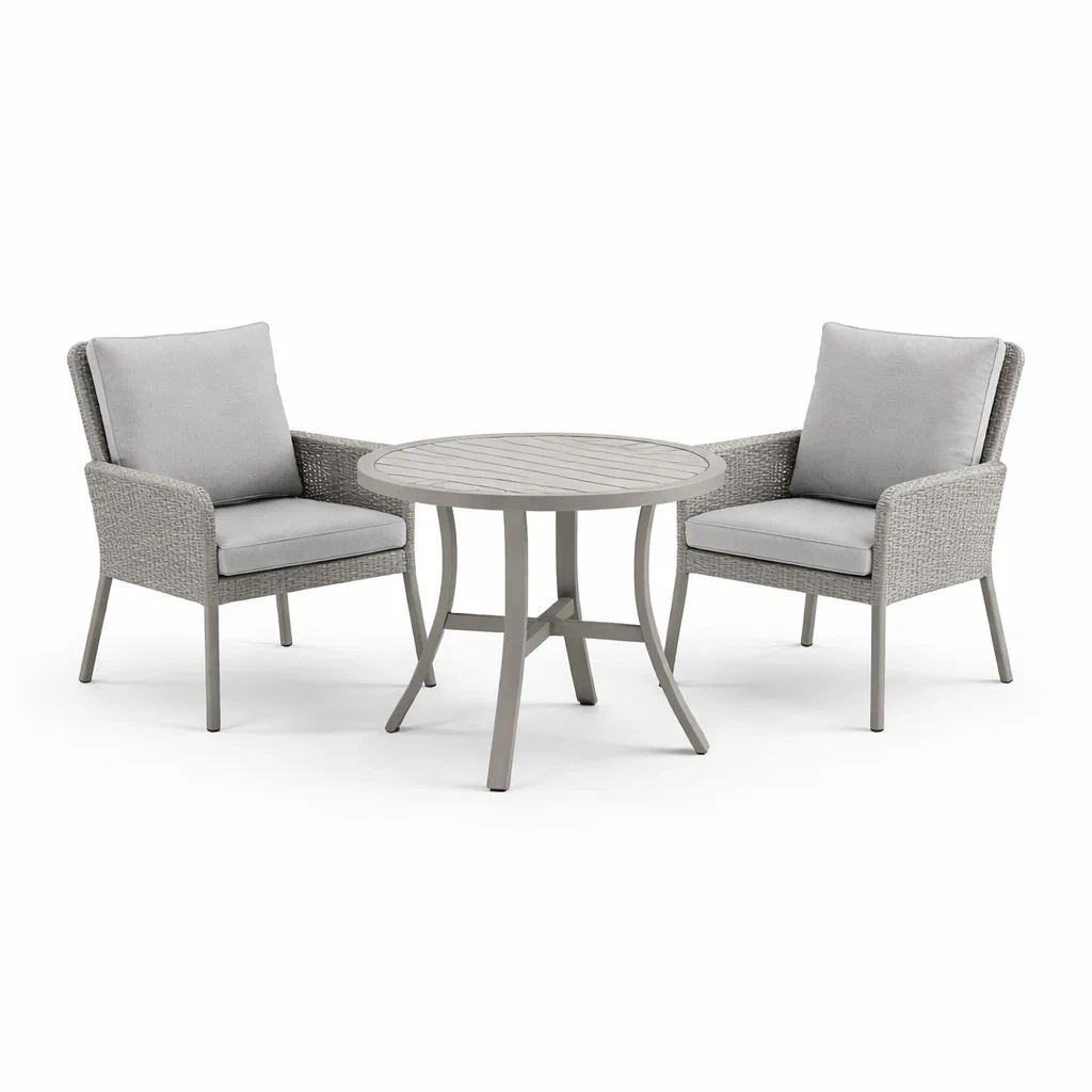 Ensemble de détente en rotin synthétique et aluminium gris-COZYVI STAZZ