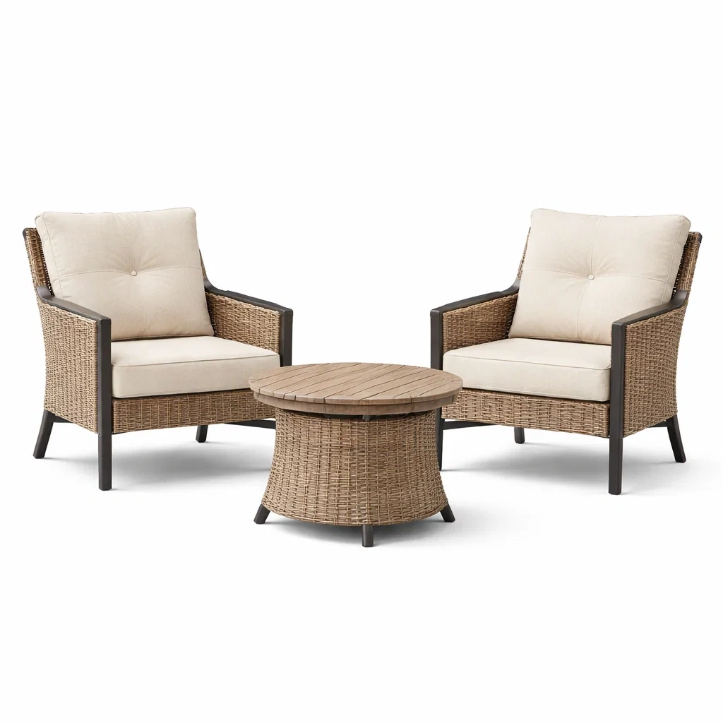 Ensemble de détente en aluminium et résine tressée beige-COZYVI STAZZ