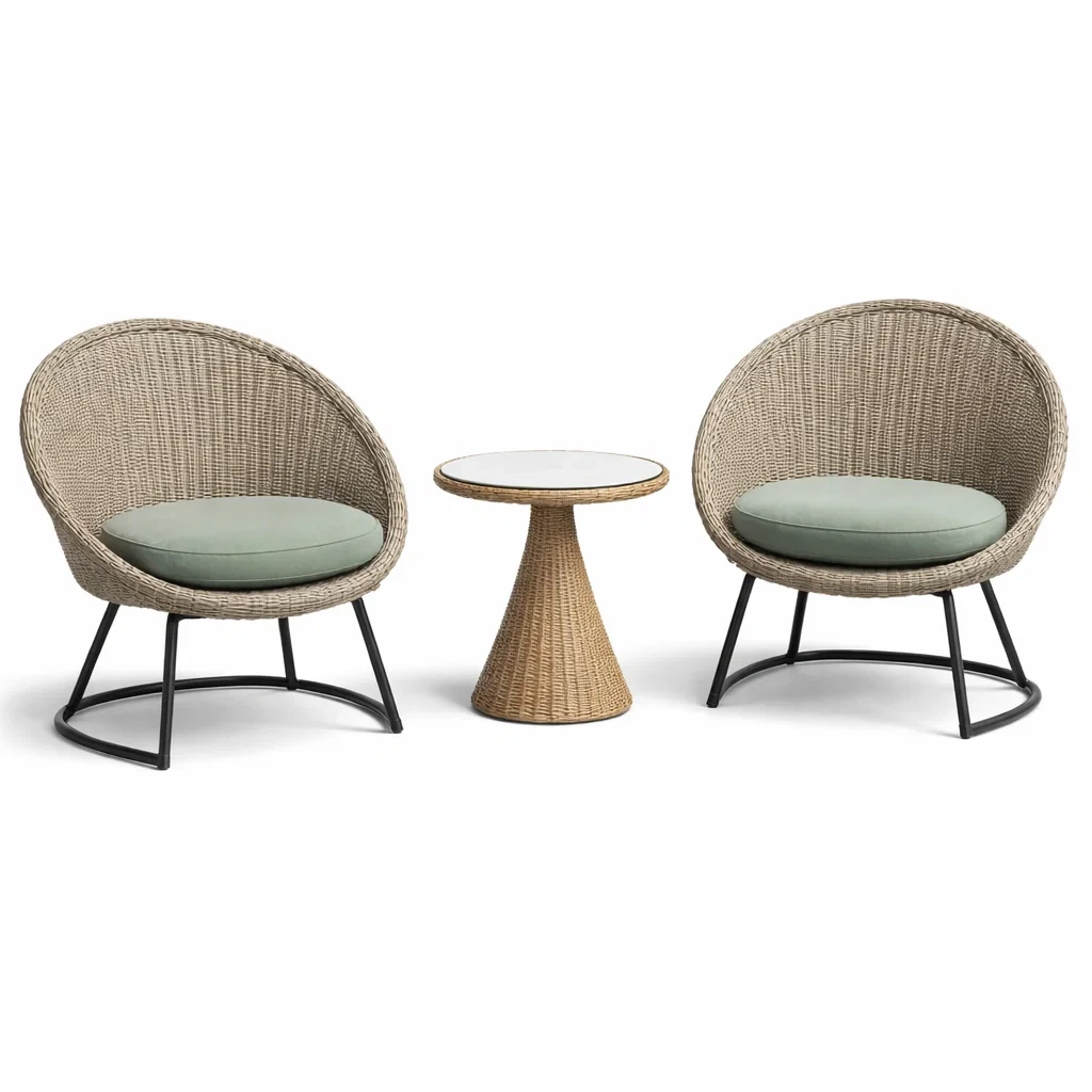 Ensemble de détente en rotin avec deux chaises et table en verre-COZYVI STAZZ