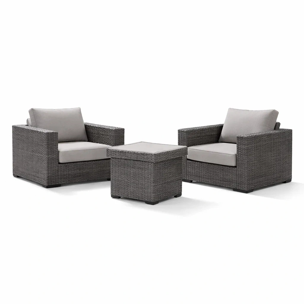 Ensemble de détente en résine tressée gris-COZYVI STAZZ