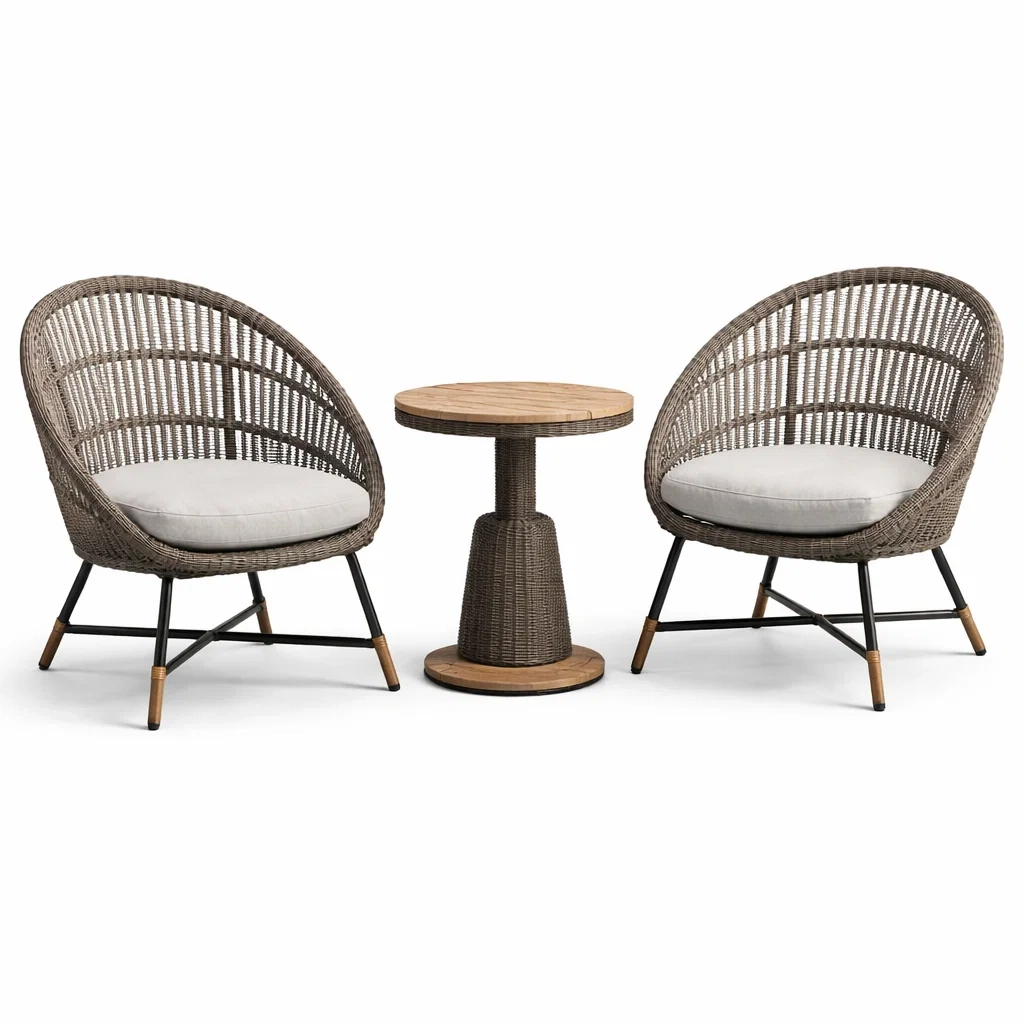 Ensemble de détente de chaises en rotin et table en bois-COZYVI STAZZ