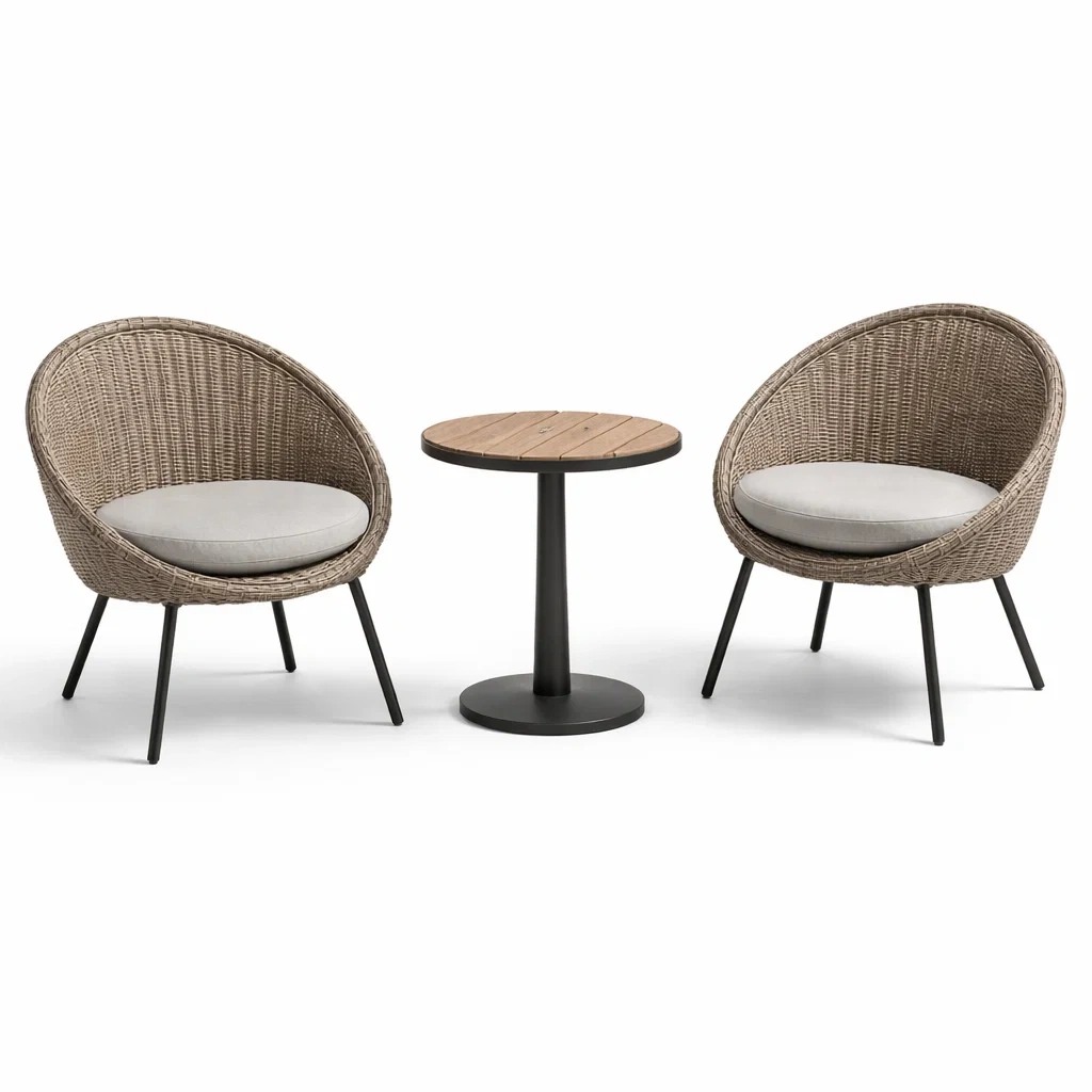 Ensemble de détente bistro extérieur en rotin aluminium et polyester-COZYVI STAZZ
