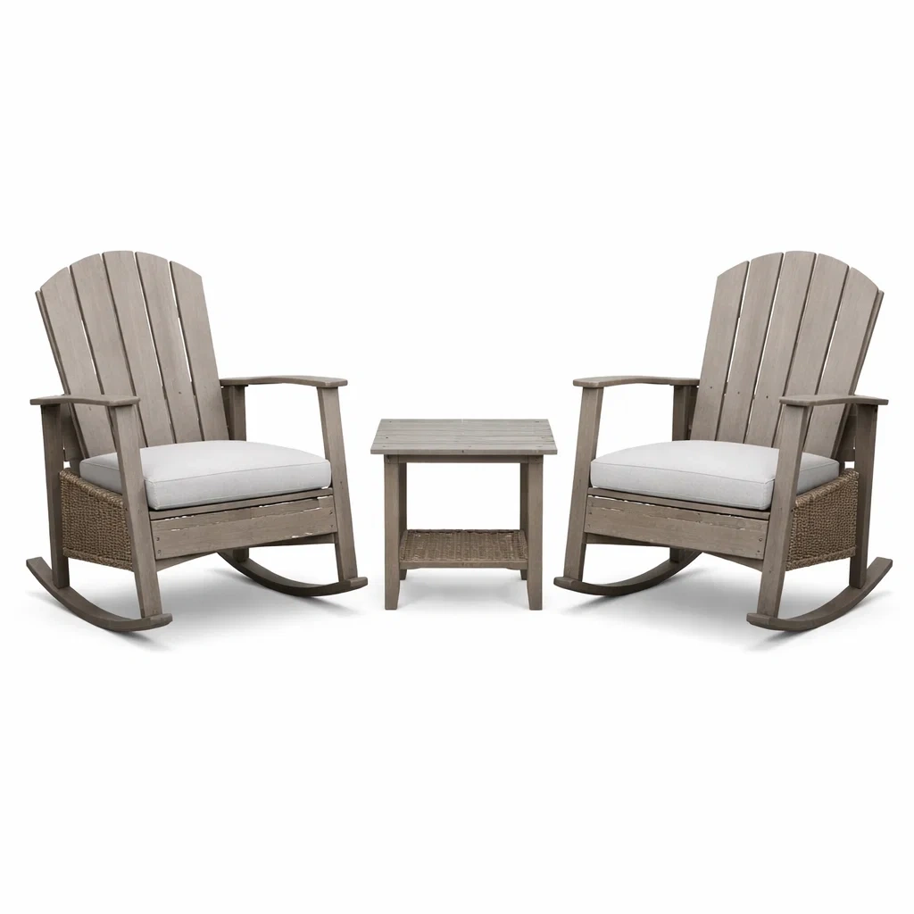 Ensemble de détente de chaises berçantes en bois avec table d’appoint-COZYVI STAZZ