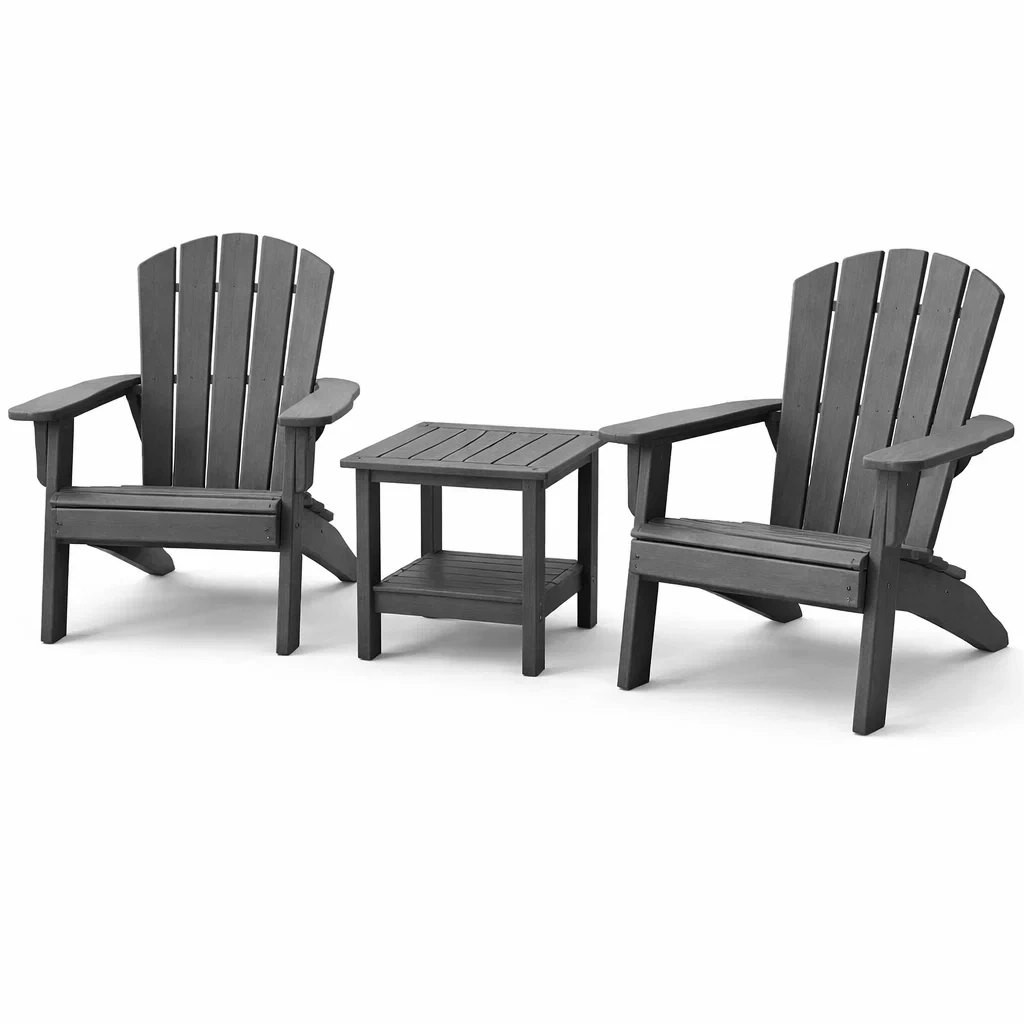 Ensemble de détente de chaises Adirondack en bois composite anthracite avec table-COZYVI STAZZ
