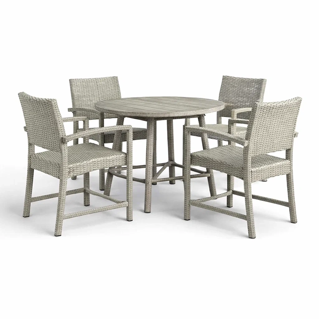 Ensemble table et chaises en rotin synthétique gris-COZYVI STAZZ