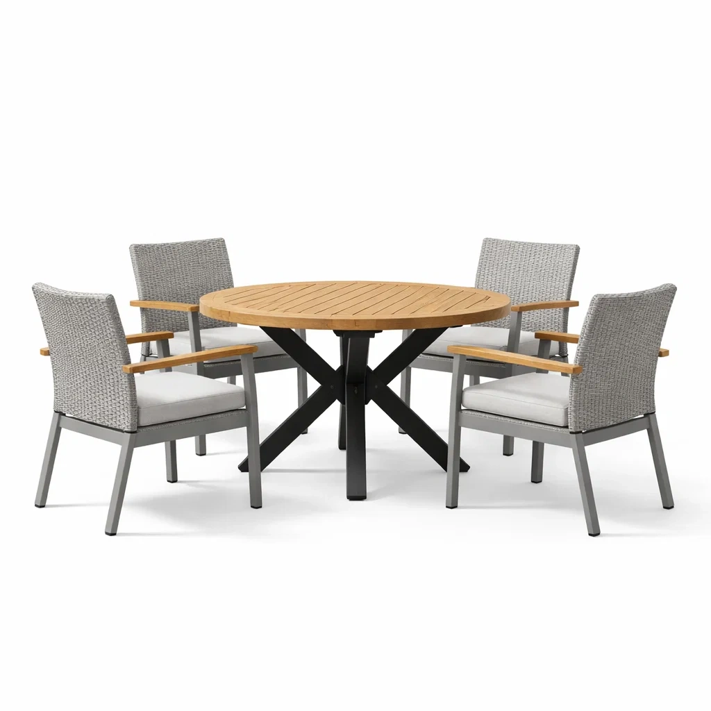 Ensemble table et chaises en bois et aluminium-COZYVI STAZZ