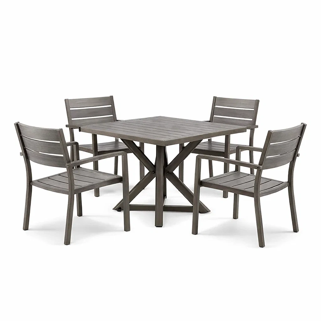 Ensemble table et chaises en bois composite gris avec table carrée-COZYVI STAZZ