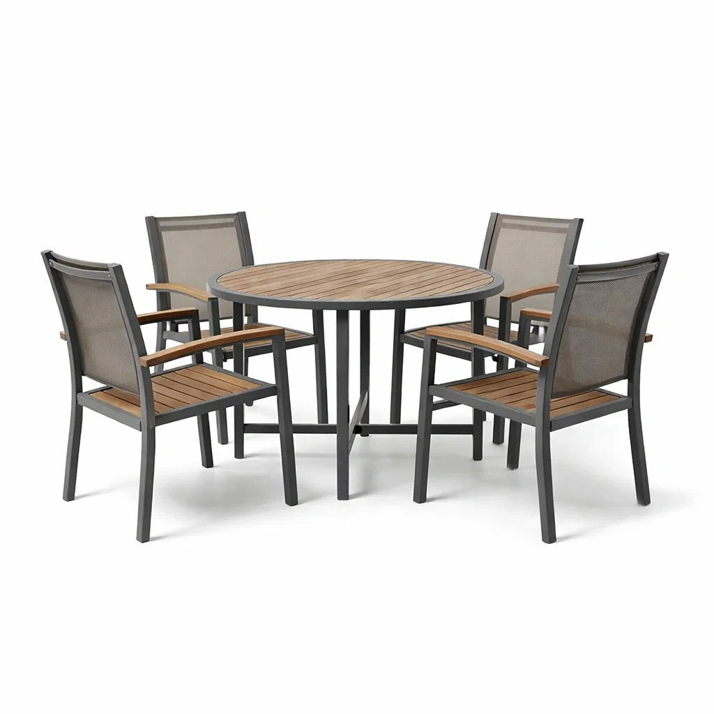 Ensemble table et chaises en acier avec assises en textilène-COZYVI STAZZ