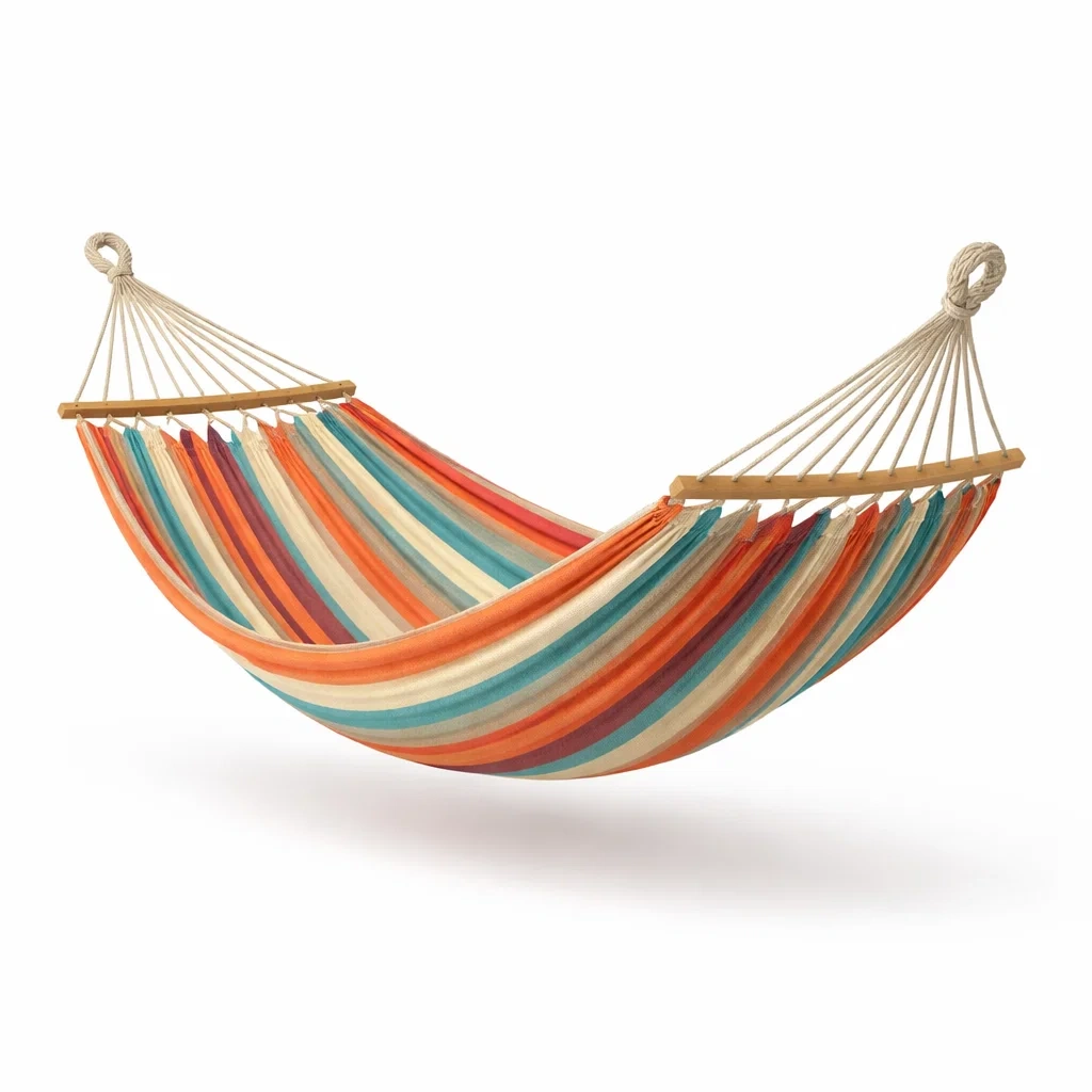 Hamac en tissu coton multicolore avec barres en bois-COZYVI STAZZ