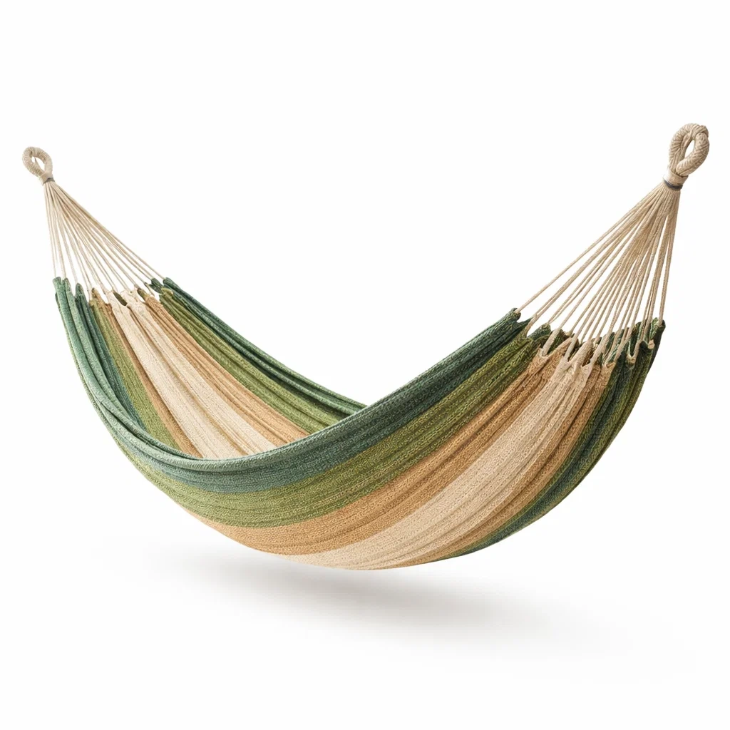 Hamac en tissu rayé vert et beige-COZYVI STAZZ