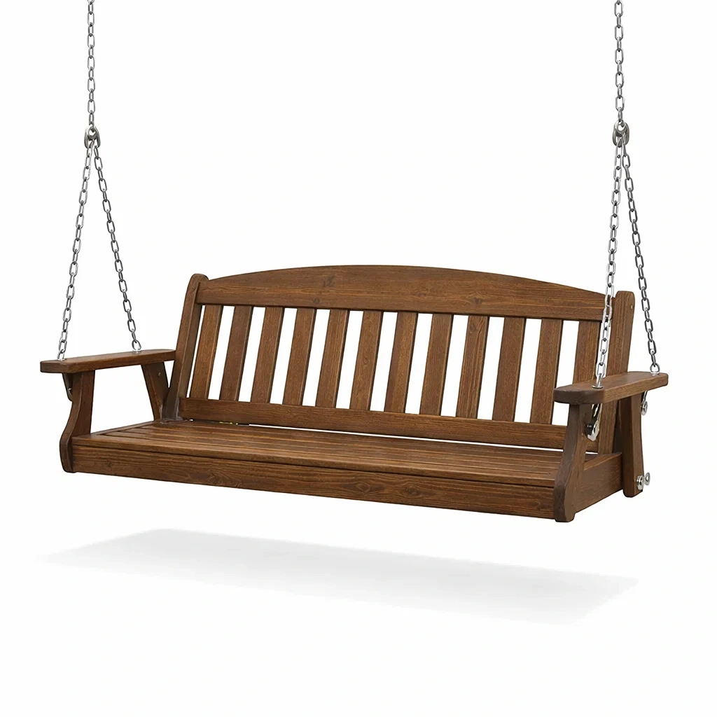 Balancelle de porche suspendue en bois de chêne marron-COZYVI STAZZ