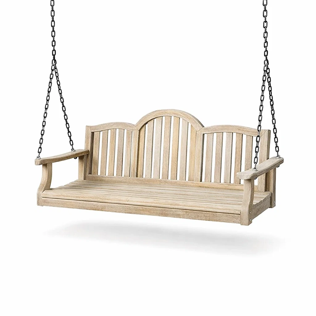 Balancelle de porche en bois d’acacia avec chaînes en métal-COZYVI STAZZ