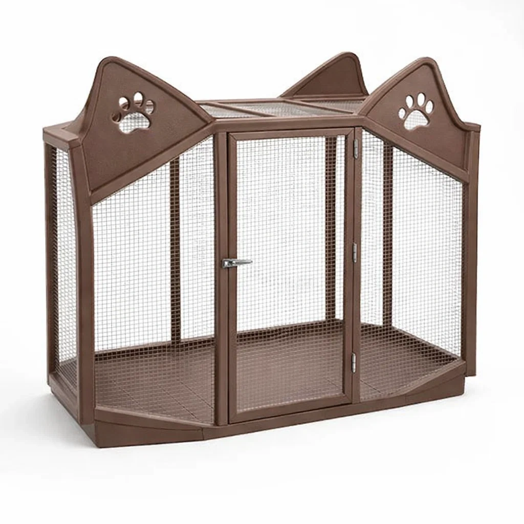 Cage à chat en acier et plastique marron-COZYVI STAZZ