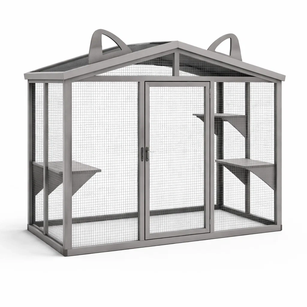 Cage à chat en métal galvanisé gris-COZYVI STAZZ