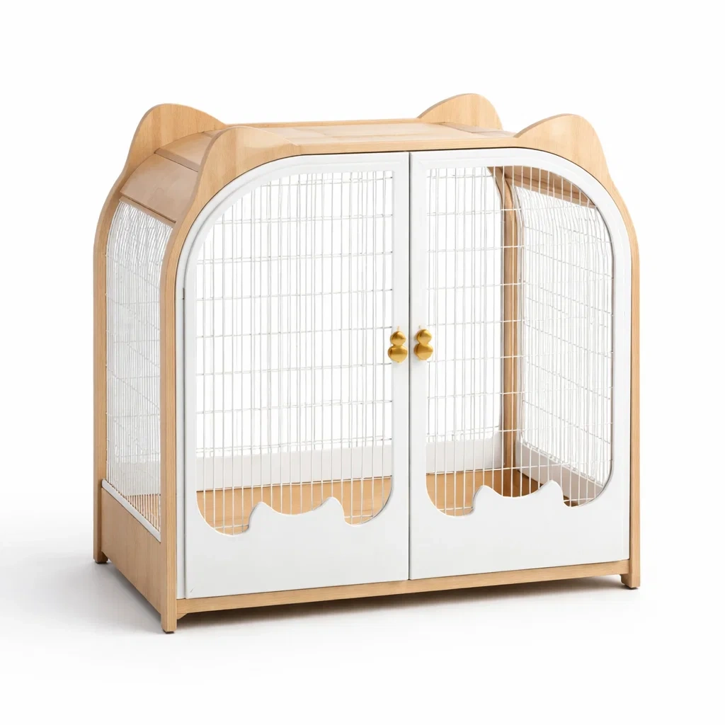 Cage à chat en bois et métal blanc-COZYVI STAZZ