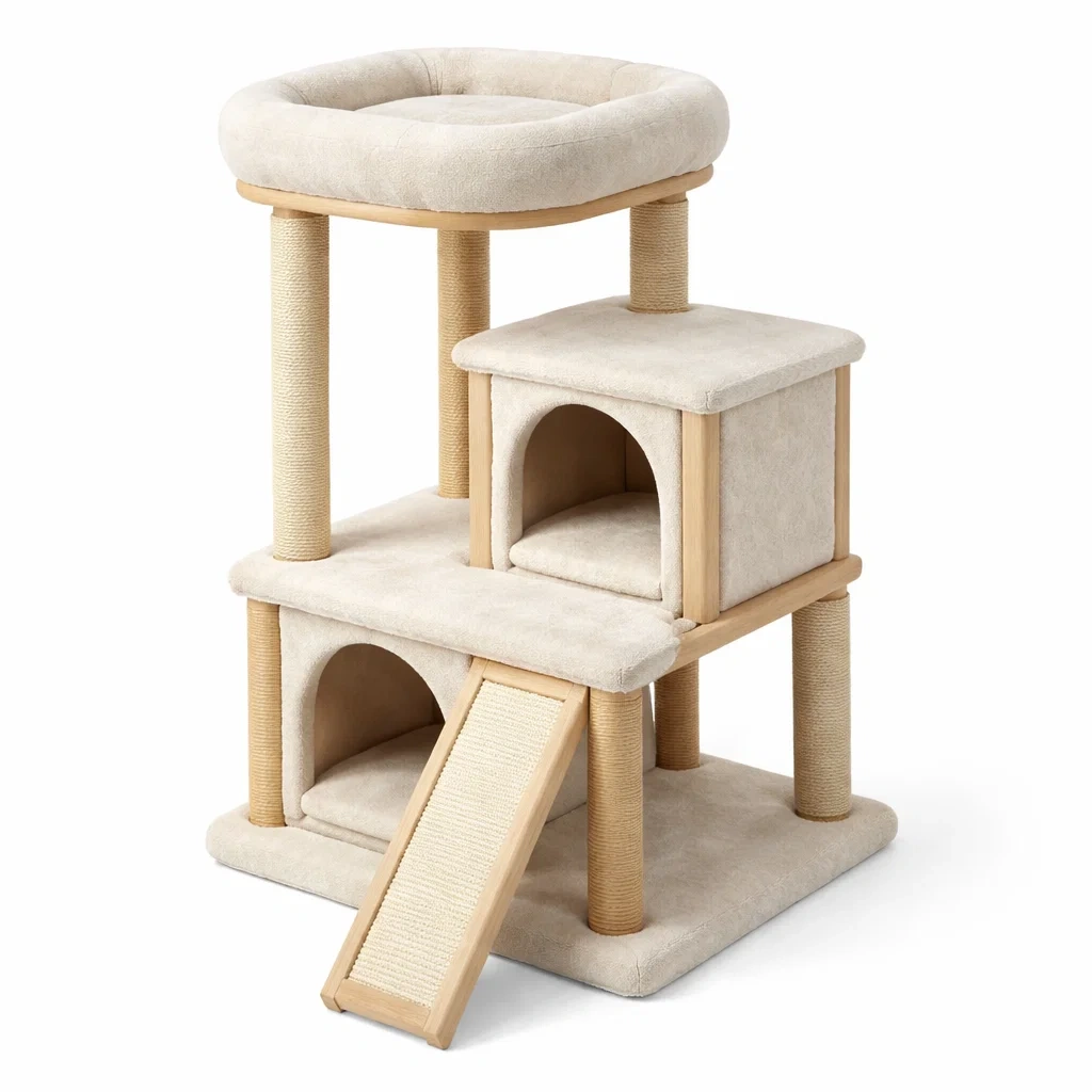 Arbre à chat en bois et sisal beige-COZYVI STAZZ