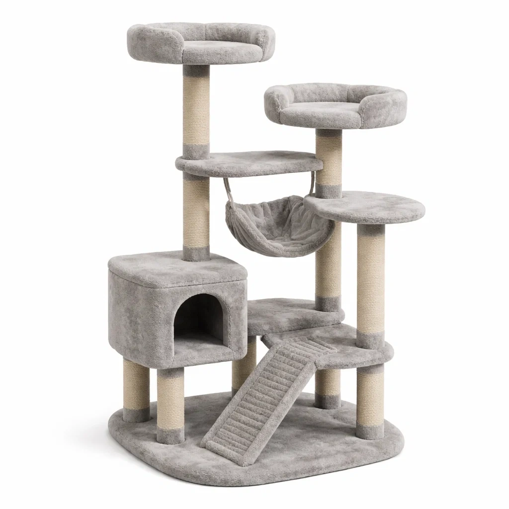 Arbre à chat en tissu peluche et sisal-COZYVI STAZZ