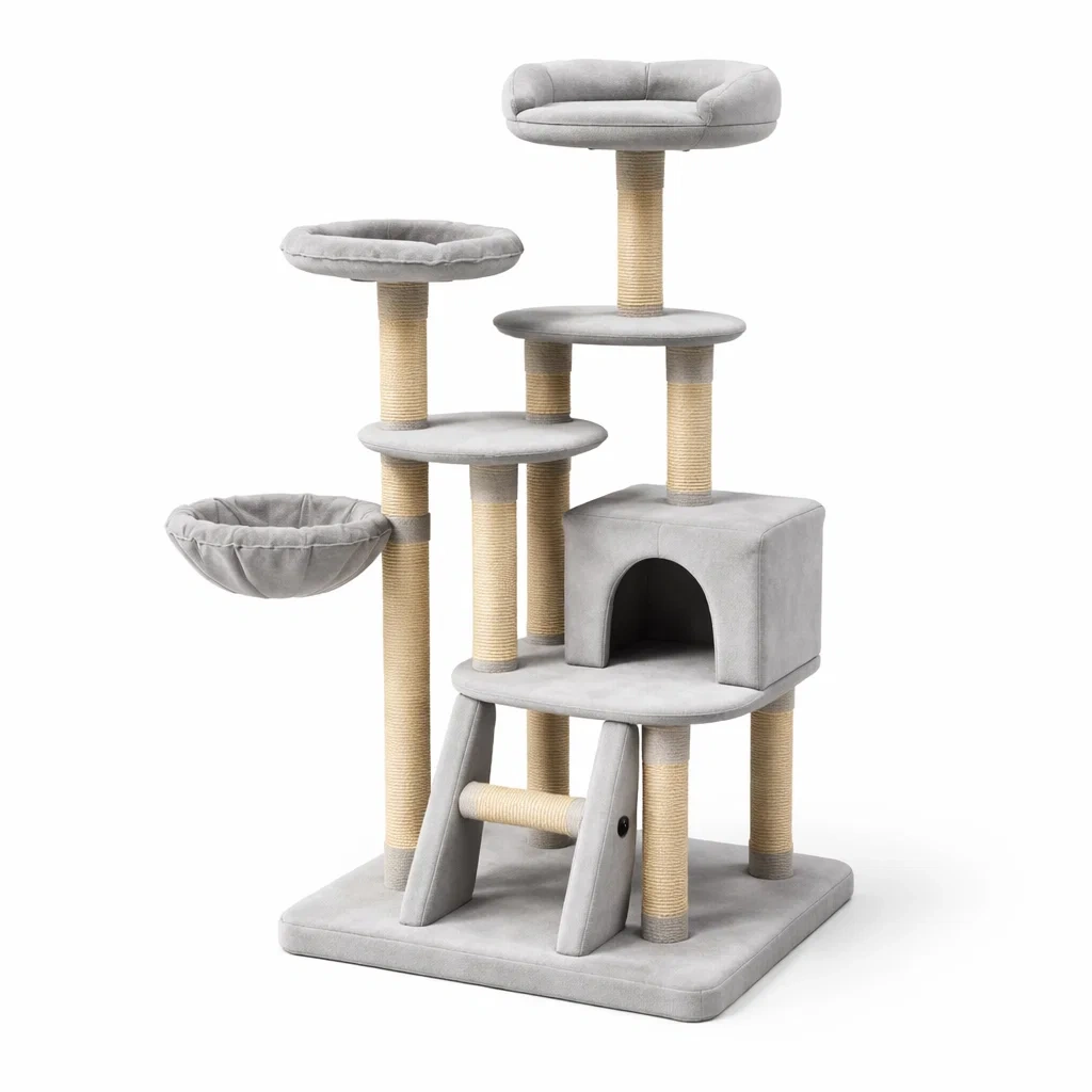 Arbre à chat en bois et sisal gris-COZYVI STAZZ