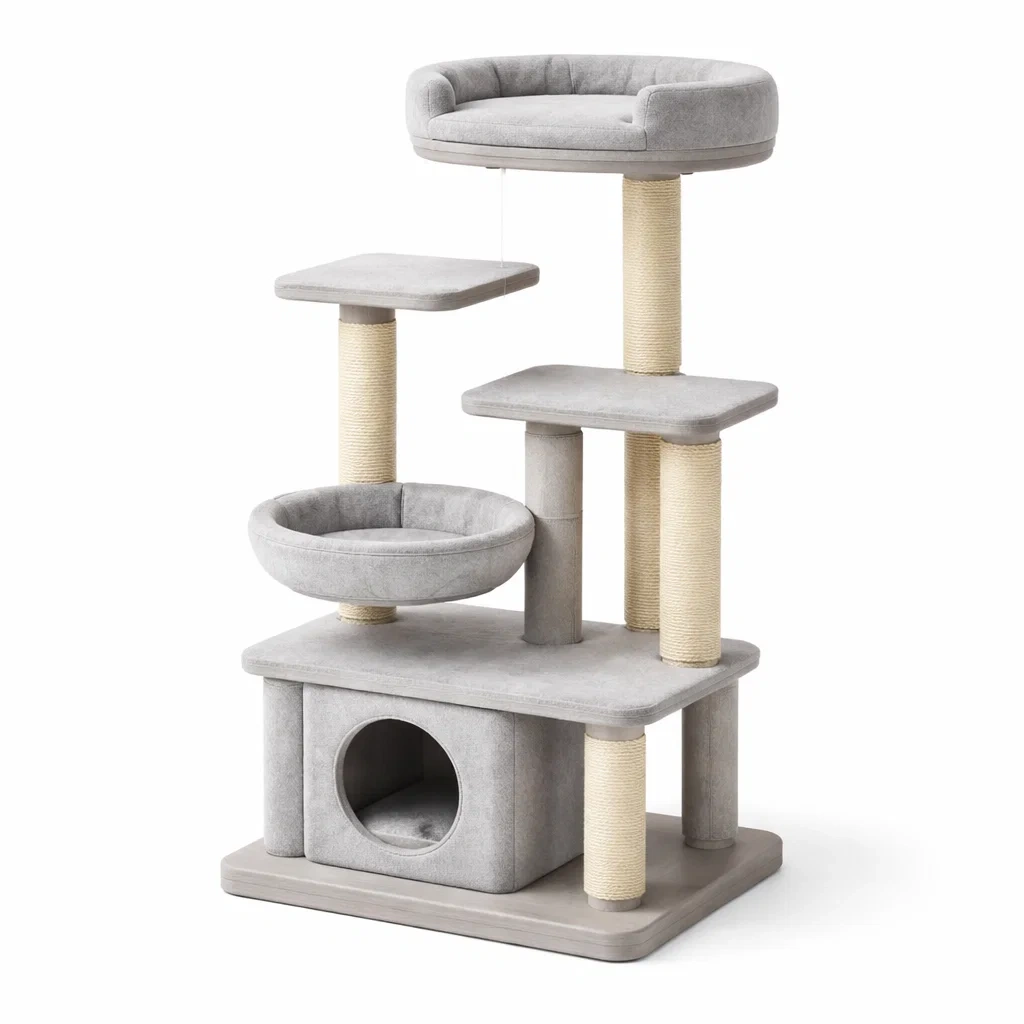 Arbre à chat en bois avec sisal et tissu-COZYVI STAZZ
