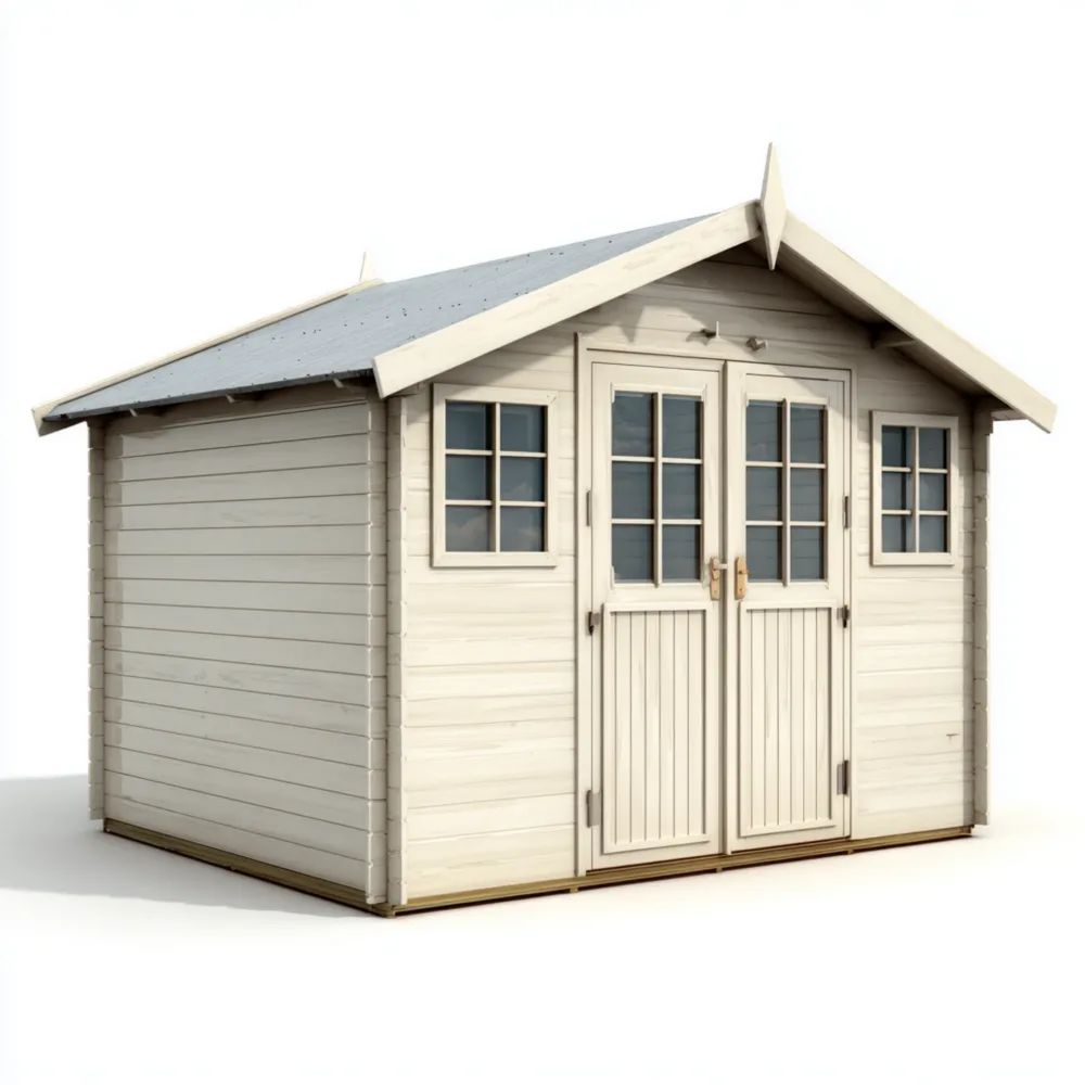 Holz-Geräteschuppen 245x195x215 cm – Weiß – Klassisches Design