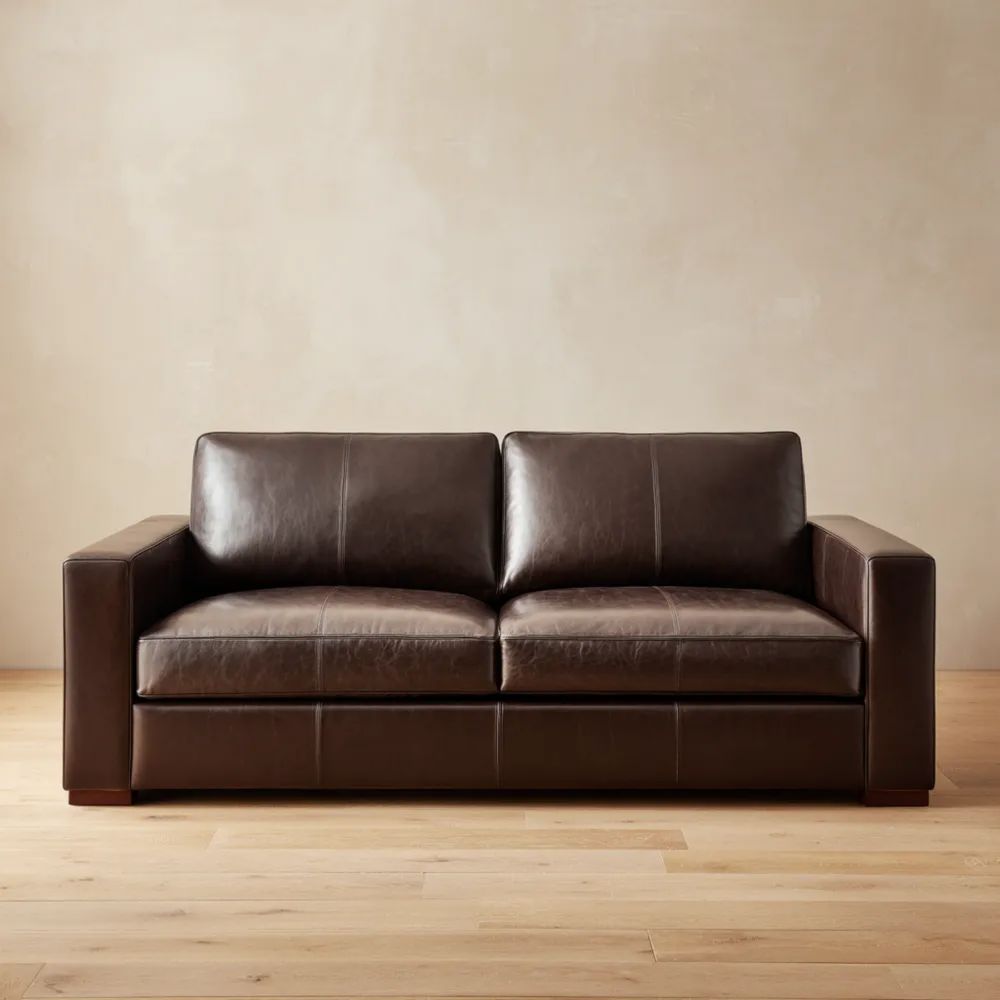 2-Sitzer Ledersofa 180x95x85 cm – Dunkelbraun – Modernes Design