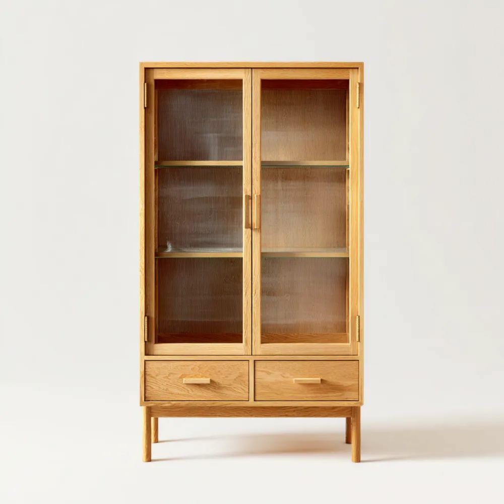 Vitrine Eiche Glas 120x80x40 cm – Natürlicher Stil