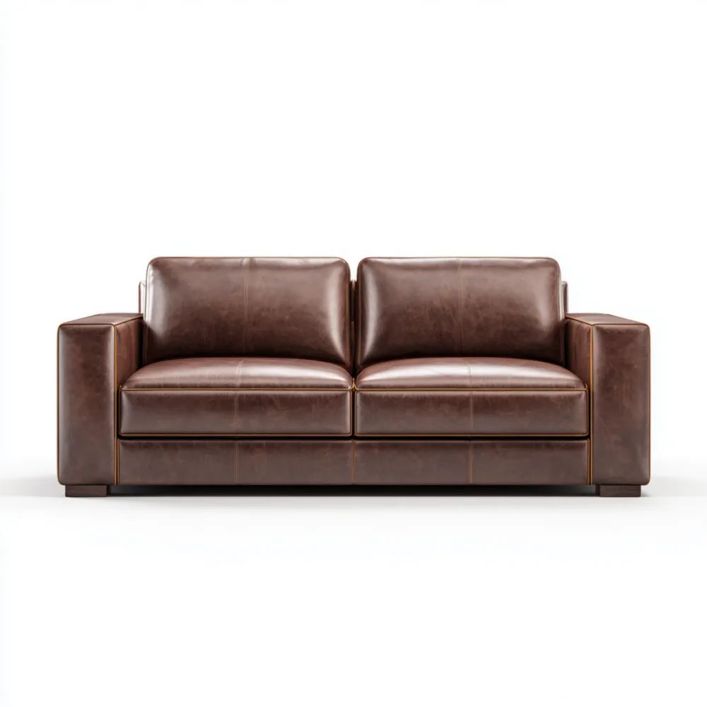 2-Sitzer Ledersofa 200x90x85 cm - Braun - Klassisches Design