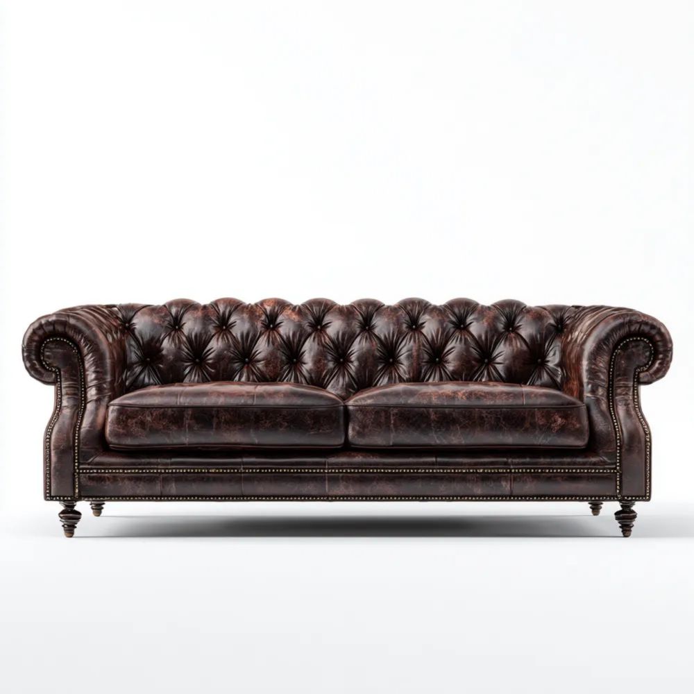 2-Sitzer-Sofa Leder 200x90x85 cm - Dunkelbraun - Klassisches Chesterfield-Design