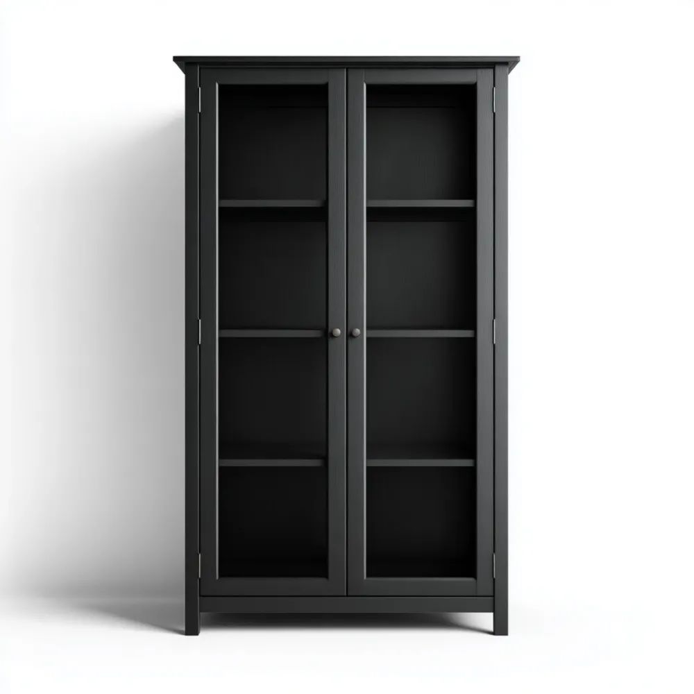 Vitrine Holz 180x80x40 cm – Schwarz – Klassisches Design