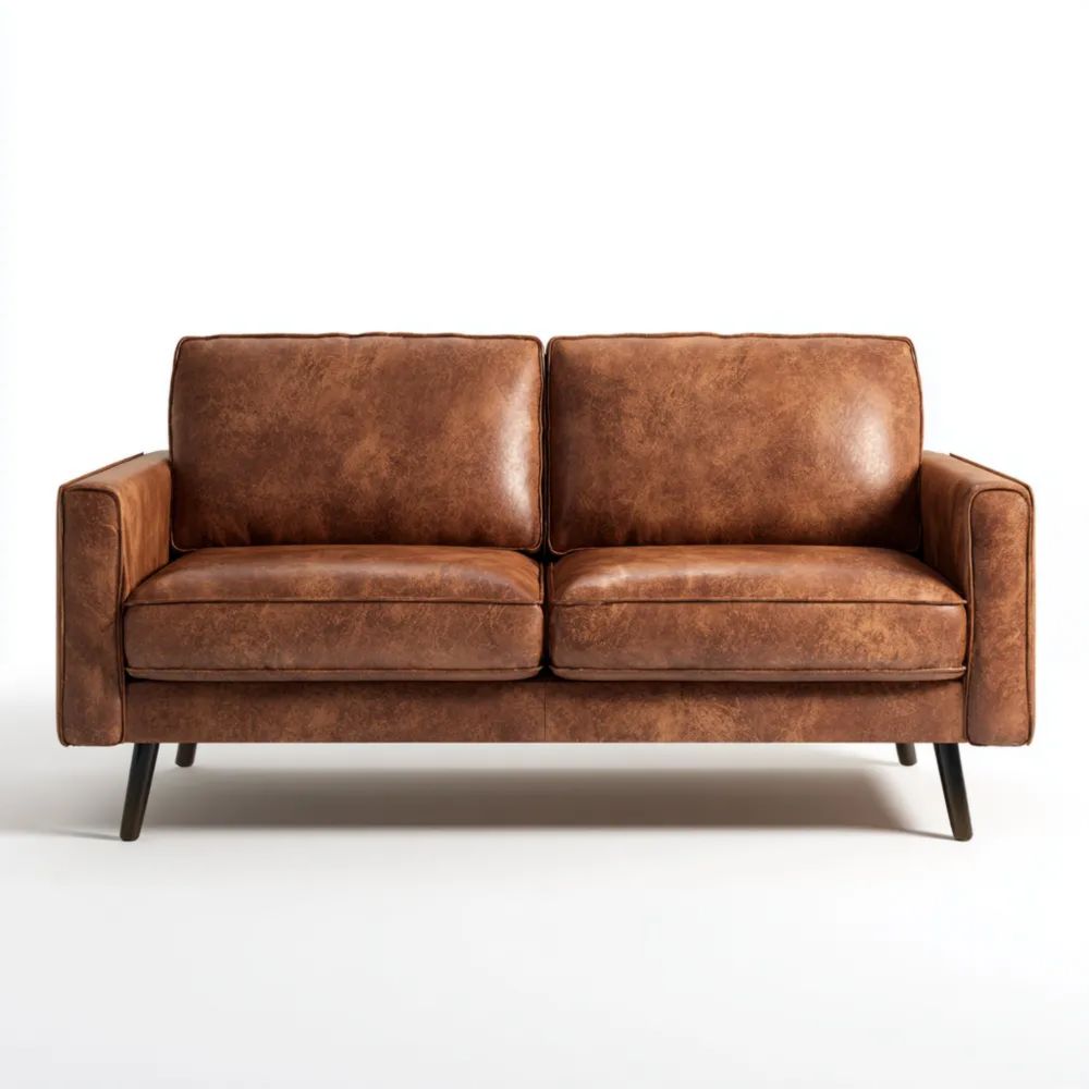 2-Sitzer-Sofa Kunstleder 150x85x90 cm - Braun - Industrial Design