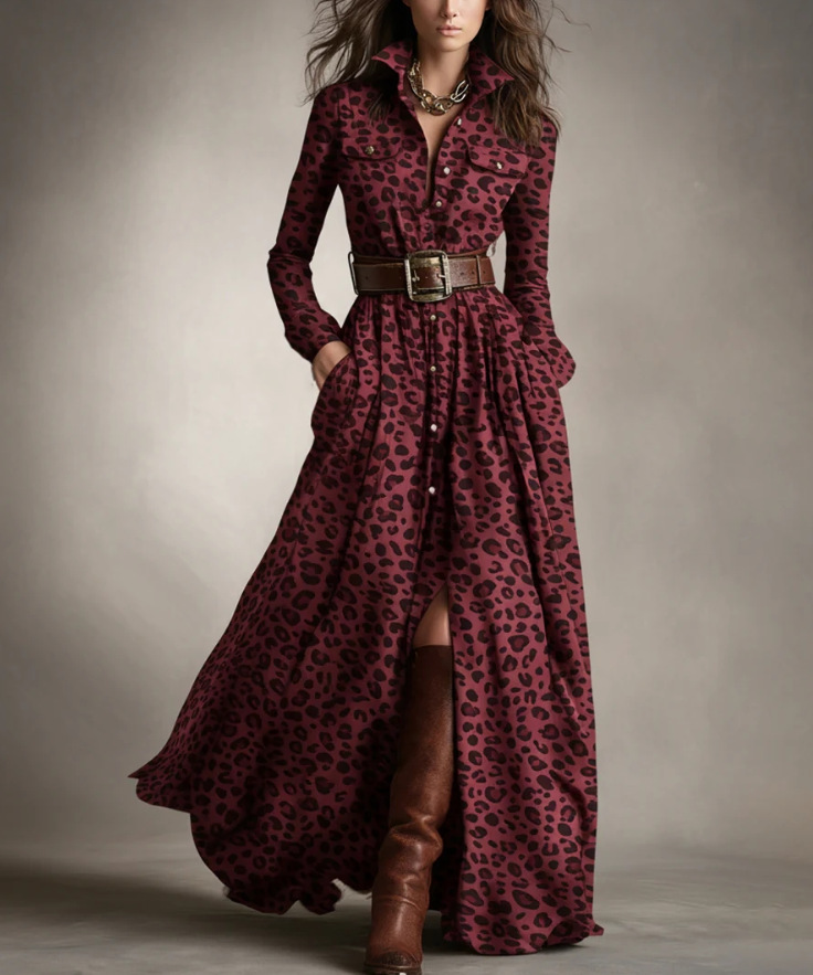 Plus Size Highland-Inspired Maxi Dress with Dramatic Silhouette