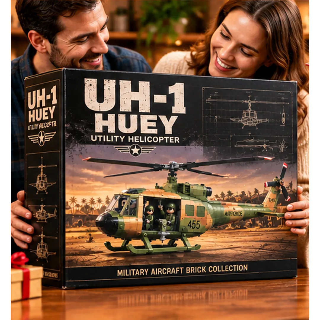 UH-1 Huey brick helicopter cockpit open cabin and tail rotor details