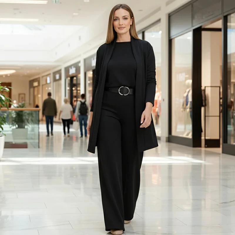 ⏳Time-Limited Special⏰Elegant 3-piece set including long cardigan, top and pants💞