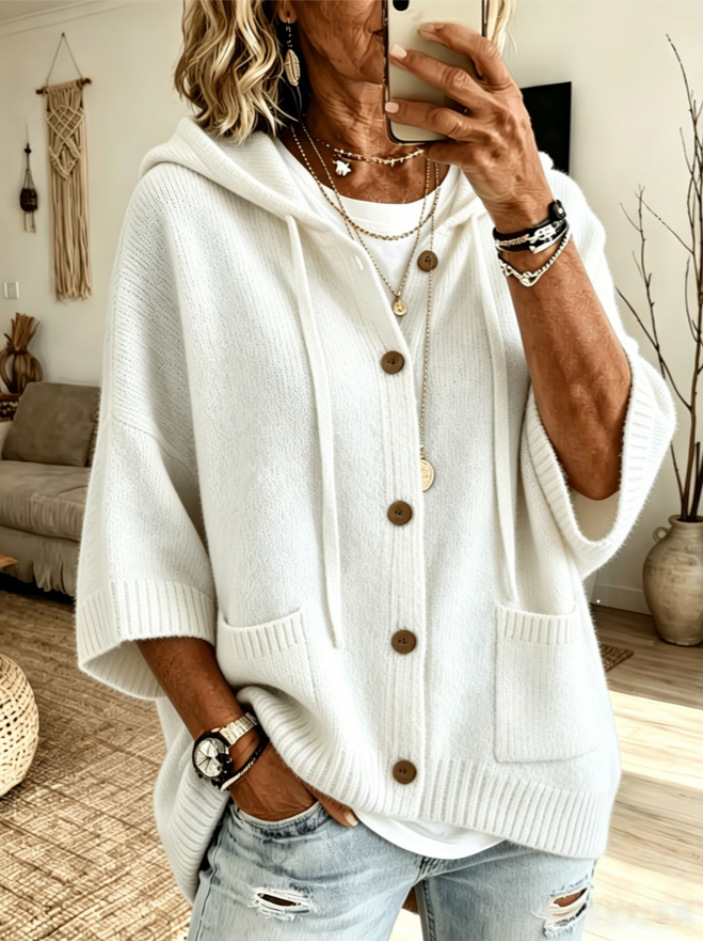 CLEARANCE SALE🔥 Women's Casual Hoodie Cotton Plain Long Sleeve Comfy Cardigan