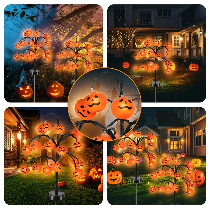 🎃 A Branch of Glowing Pumpkins – 20 Lights, One Spooky Statement