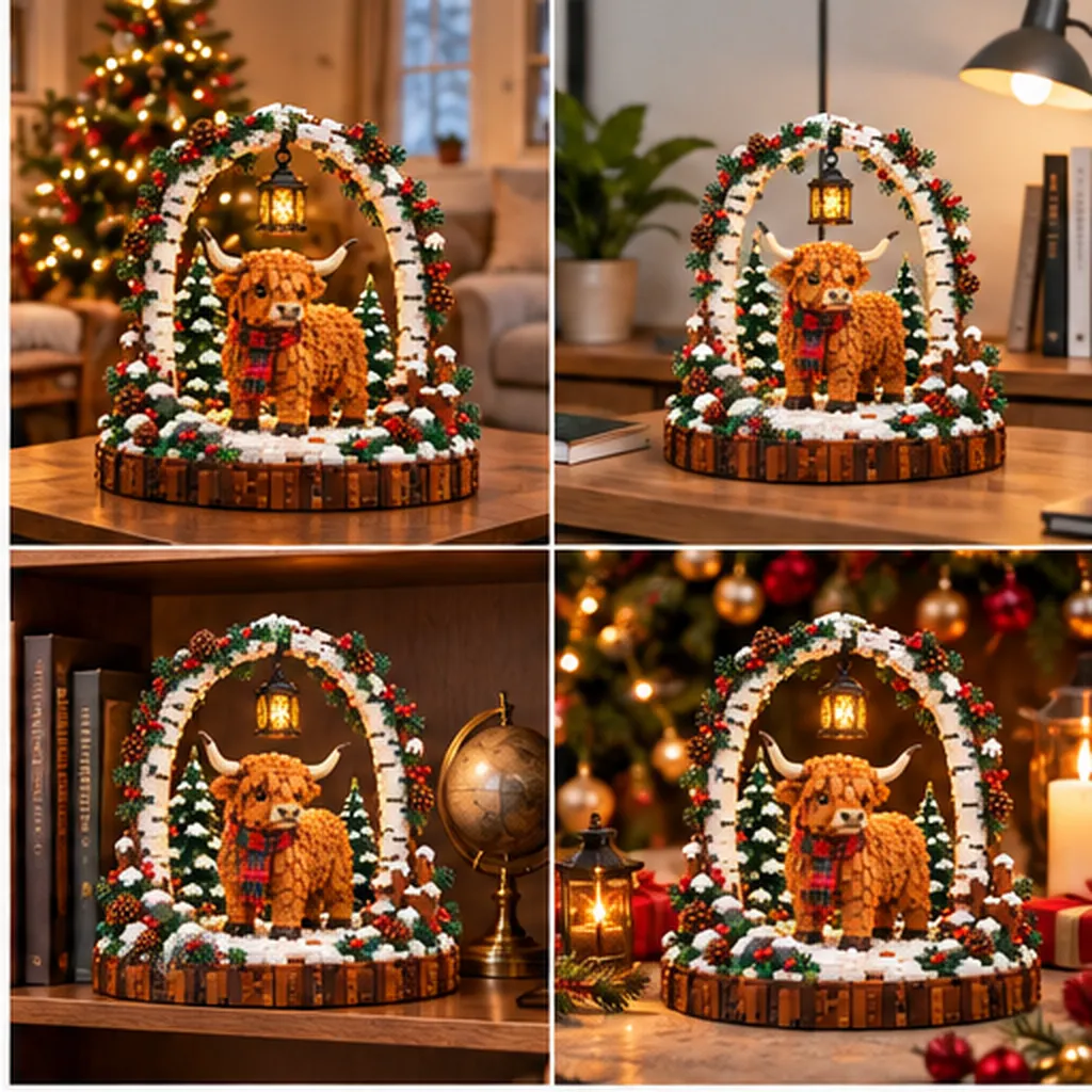 Highland Cow winter building set display inspiration