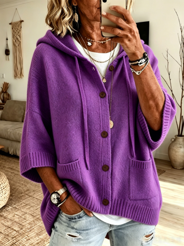 CLEARANCE SALE🔥 Women's Casual Hoodie Cotton Plain Long Sleeve Comfy Cardigan